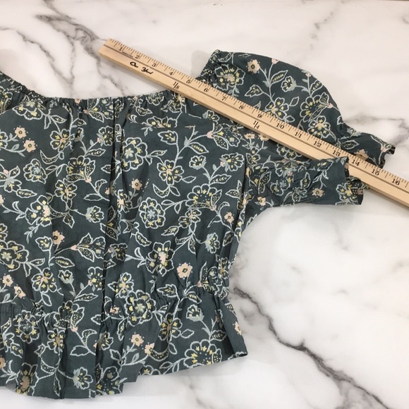 J. Crew Gathered Scoopneck Top In Vintage Vines Womens Small Cropped 100% Cotton - Picture 8 of 15